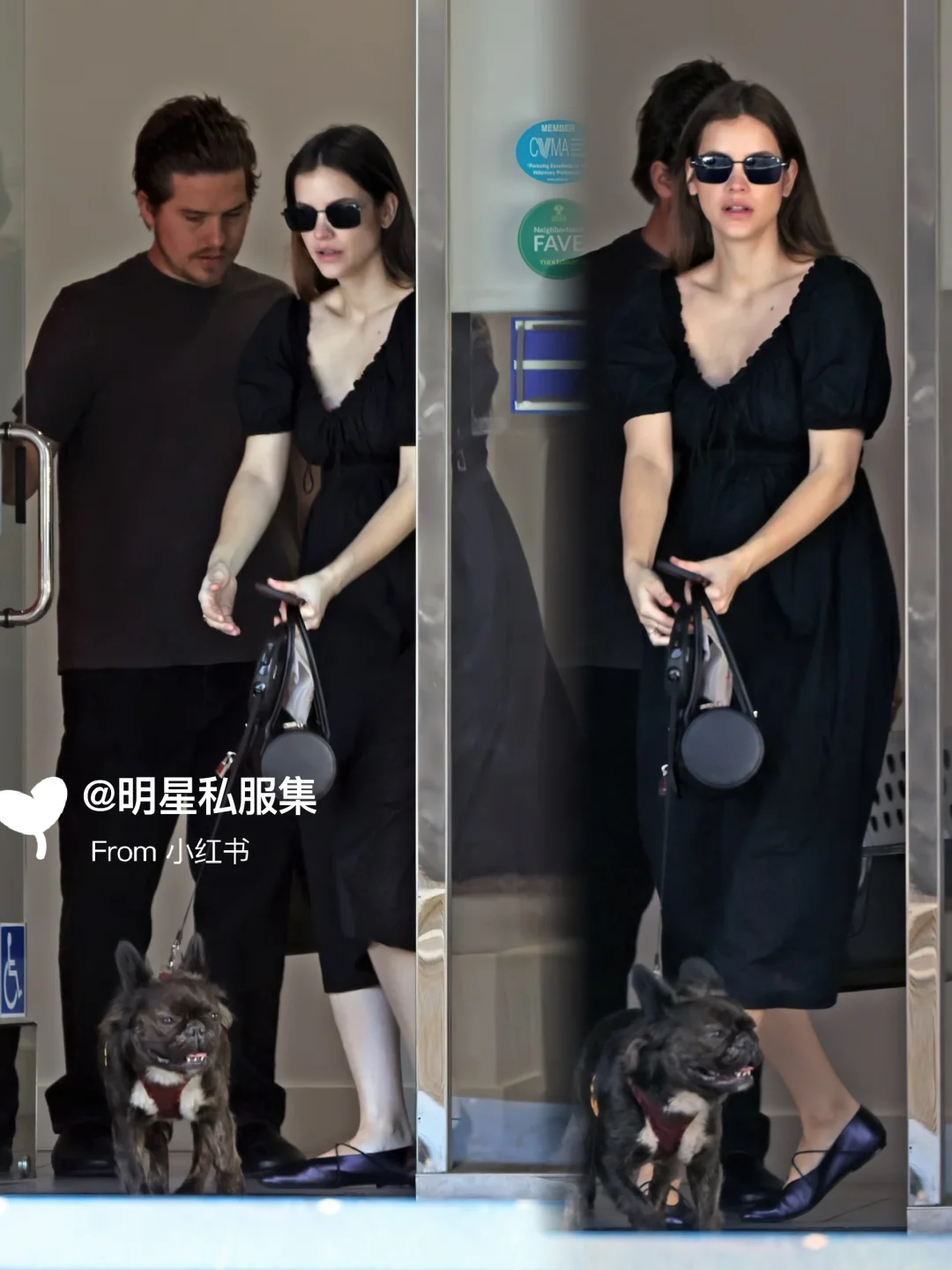 帕子继续素颜挺孕肚出街，这小黑裙look更美