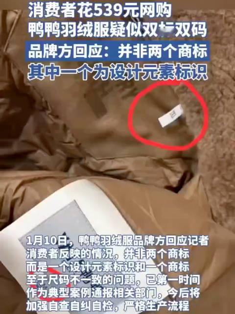 539元鸭鸭羽绒服双标双码：“设计元素”遮不住品控崩塌的遮羞布539元网购的