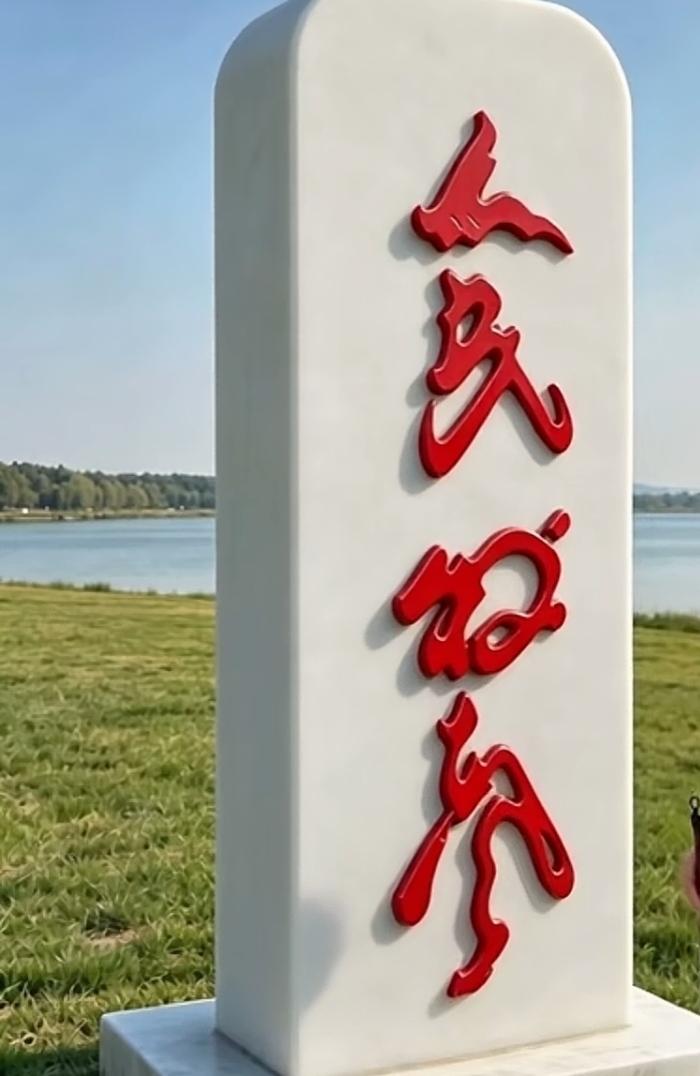 石碑上刻着几个字，风景真美！刻的是什么字呢？有人认识吗？读出来听一下。[作揖][