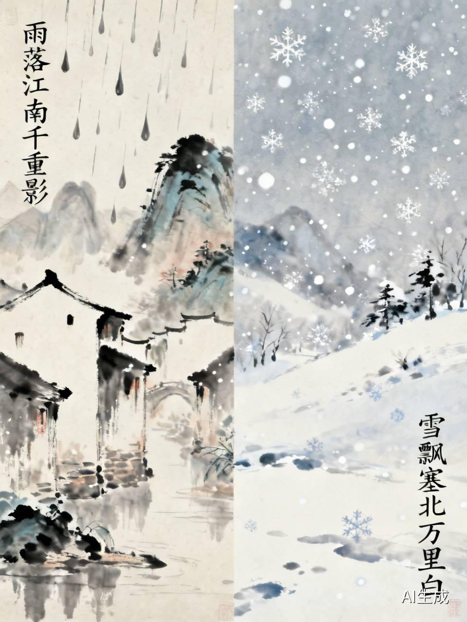 下联：雪飘塞北万里白。