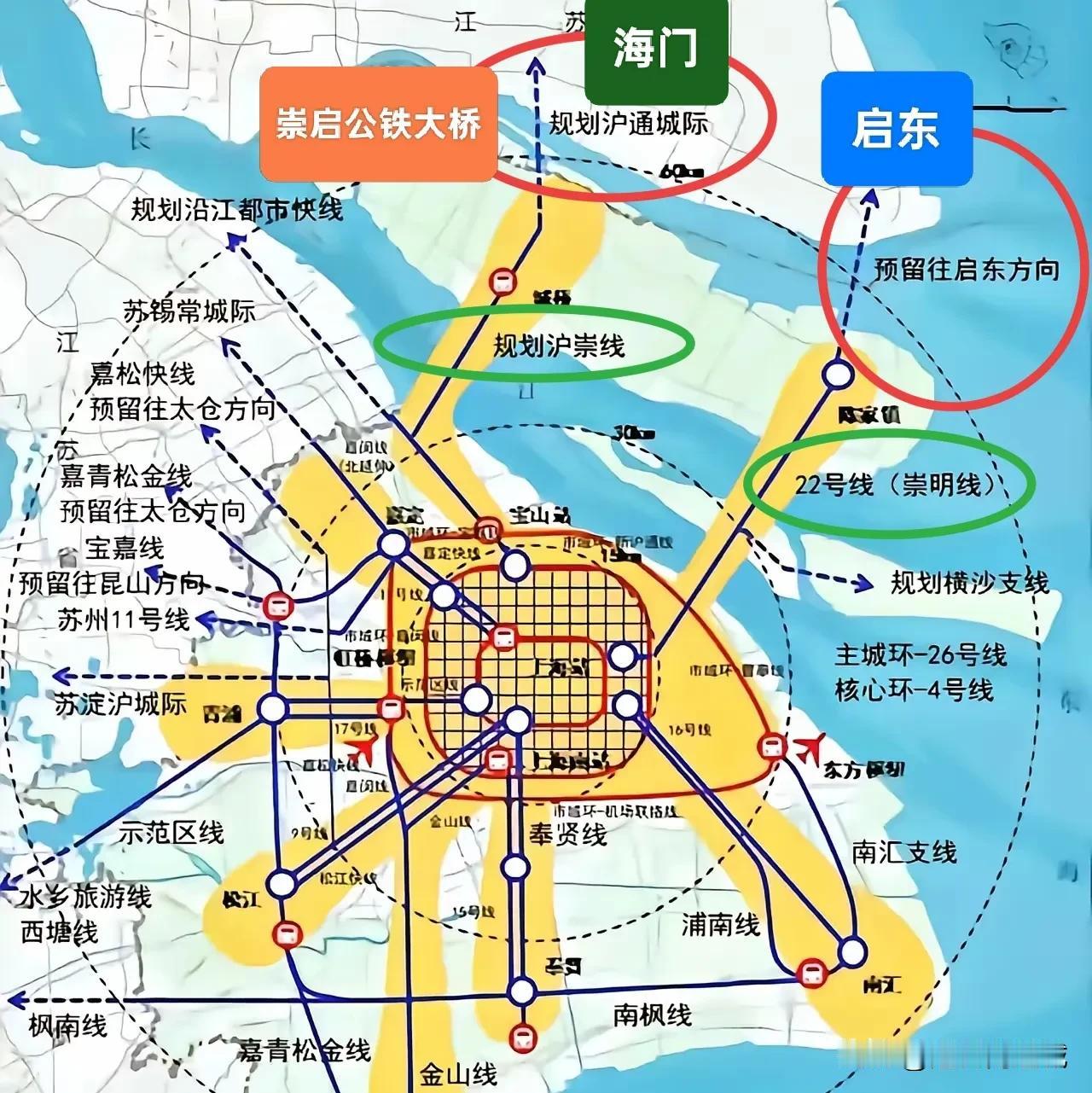 海门、启东，究竟谁会率先打通到上海的城际线路呢？从上海环周边城市的交通规划不