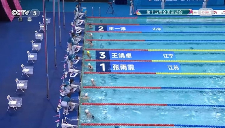 全运会女子100米蝶泳决赛, 张雨霏56.88夺得金牌