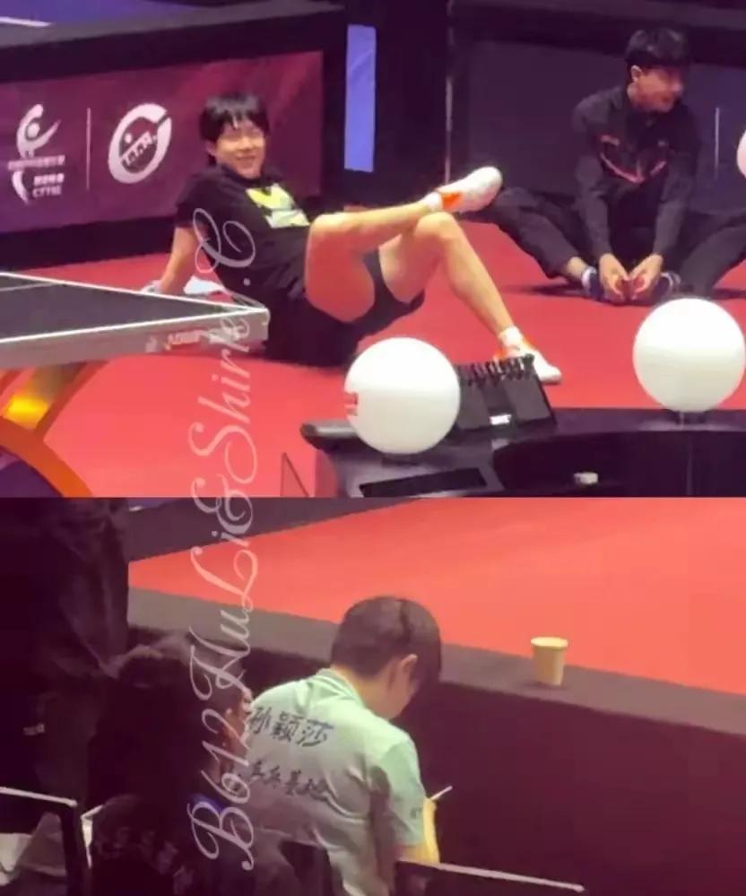 王楚钦这是又嗞牙咧嘴的不好好热身冲谁笑呢？这嫌不避了吗？这是一到乒超就避嫌摆难了