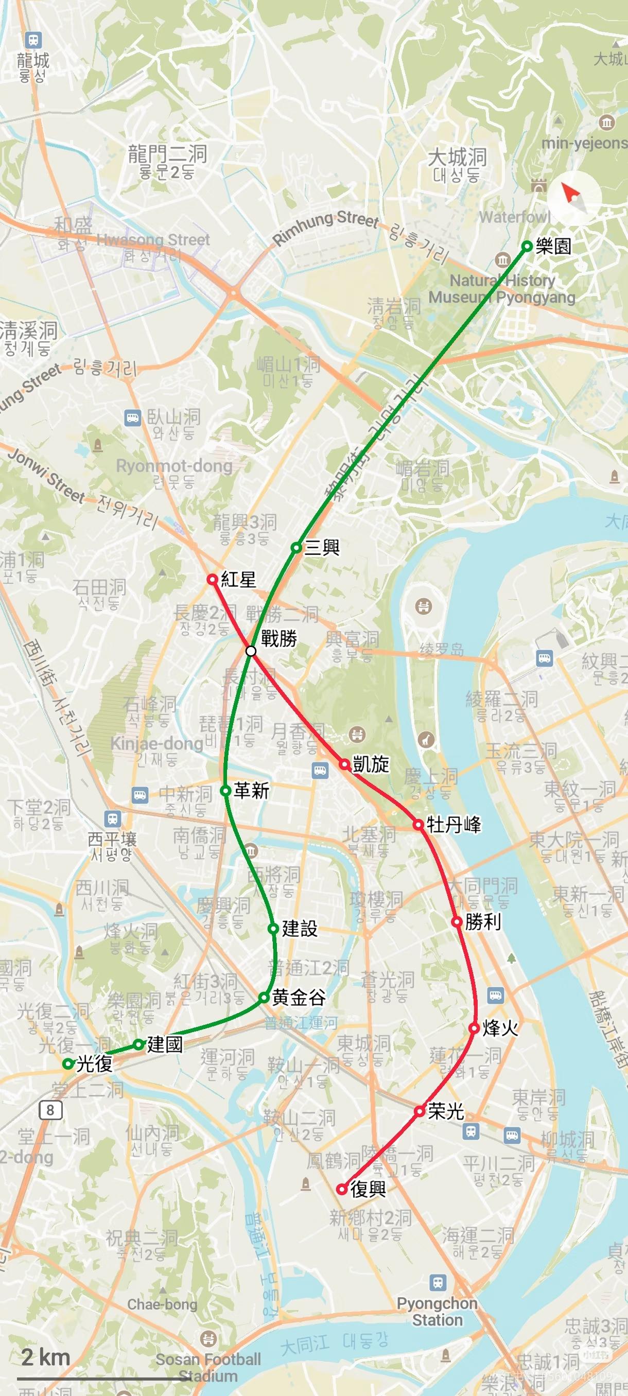 朝鲜平壤地铁的站名确实挺有意思。据说平壤地铁有很多站名都有着浓厚的历史文化和政治