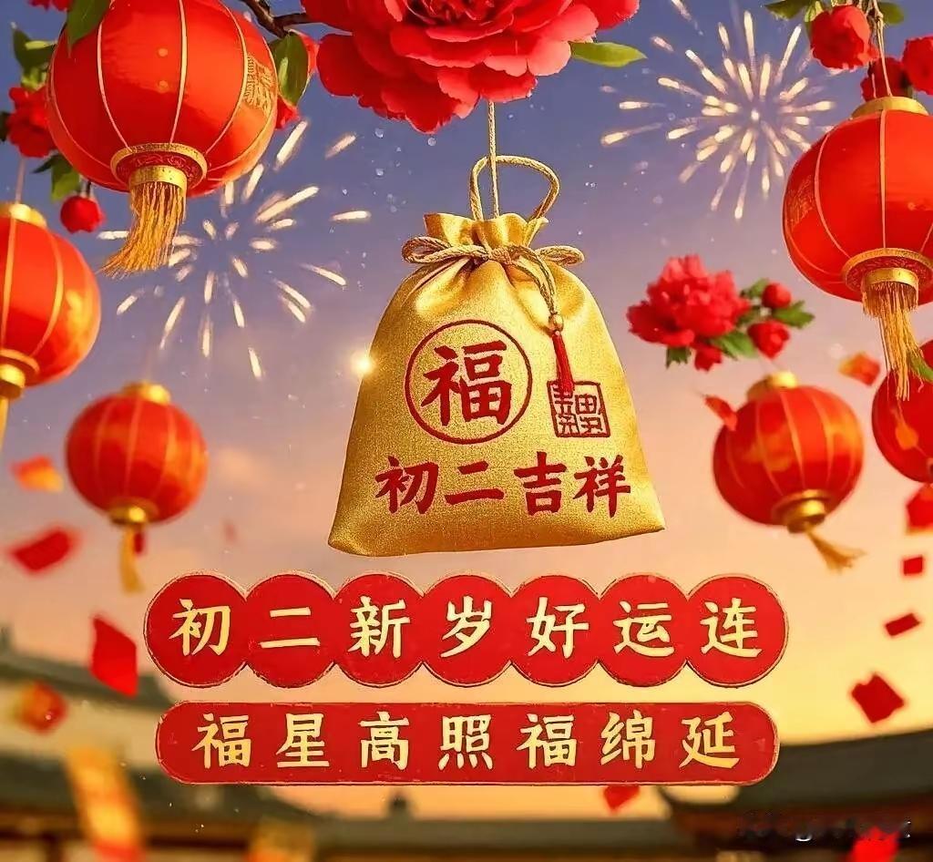 大年初二好运连连，福运绵延，阖家幸福安康，万事如意顺心[锦鲤到