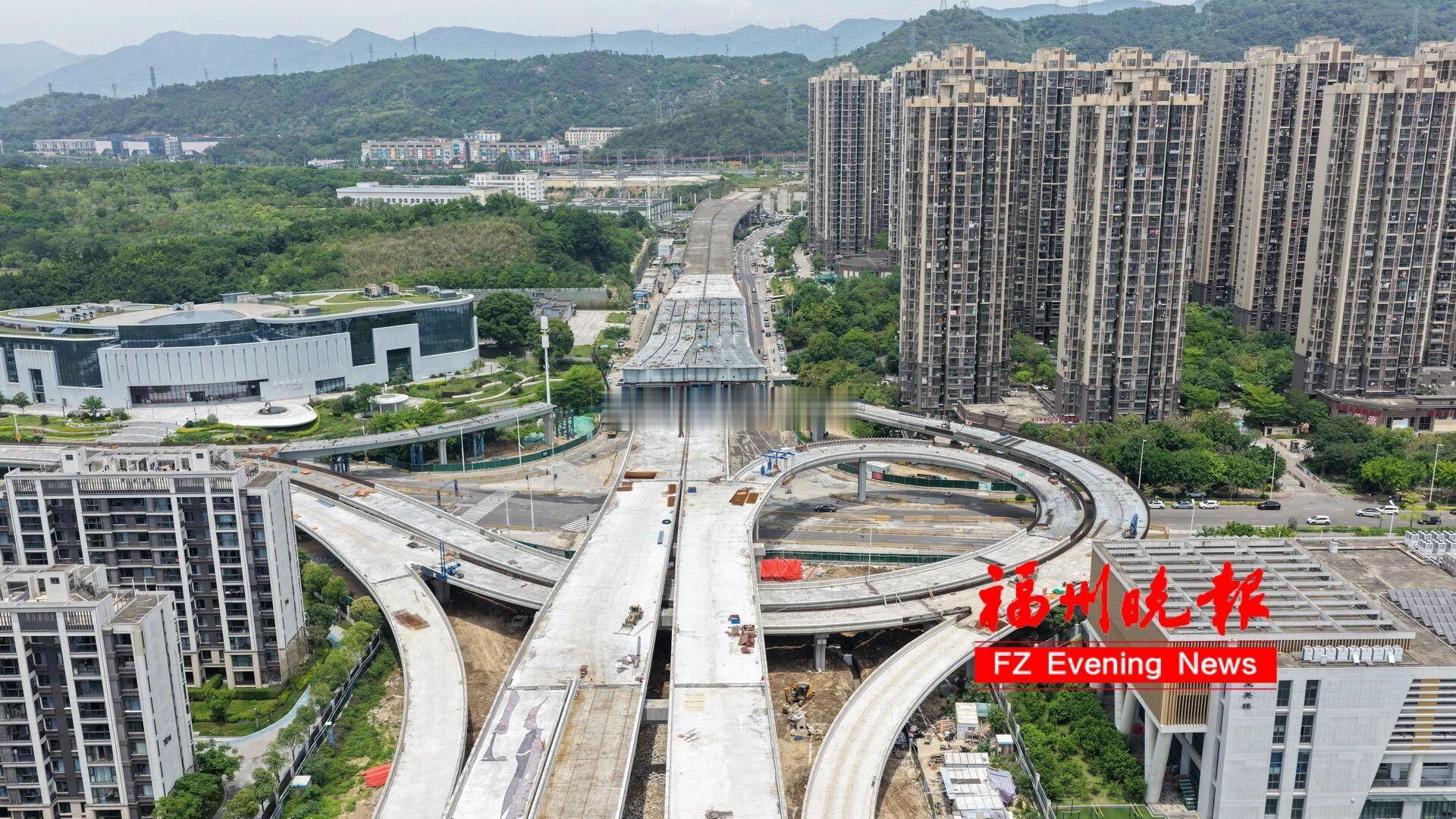 福州鹤林立交主体完工！前横路快速化改造工程预计明年2月全面建成化工立交、前屿立交