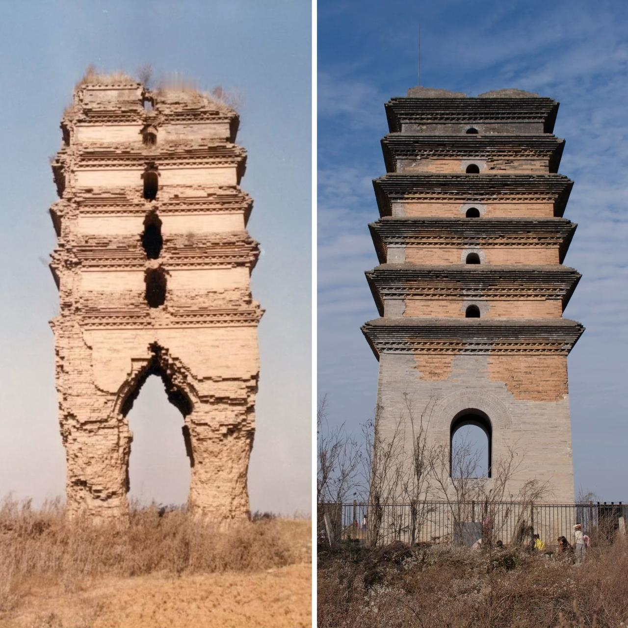 西安二龙塔建于唐代（约公元618-907年），历经数百年风雨侵蚀，损毁严重。2