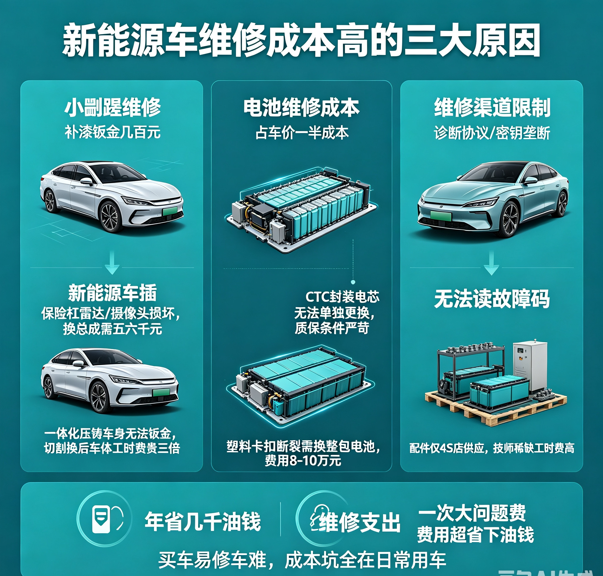 新能源车为啥买得起修不起，真不是车主矫情，是实打实的成本坑，全踩在日常用车上。