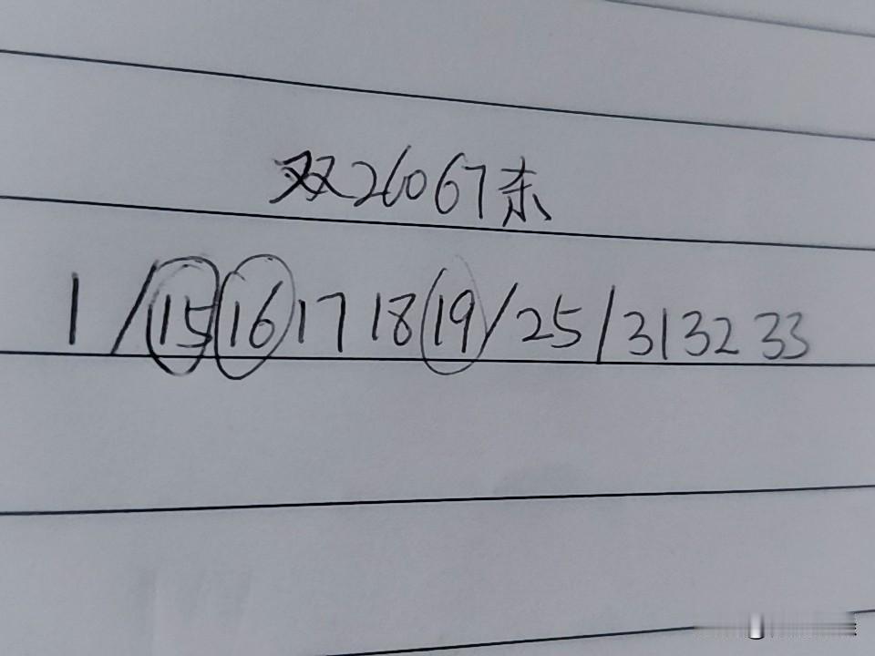 双色球26067期杀码01/15、16、17、18、19/25/31、32、3