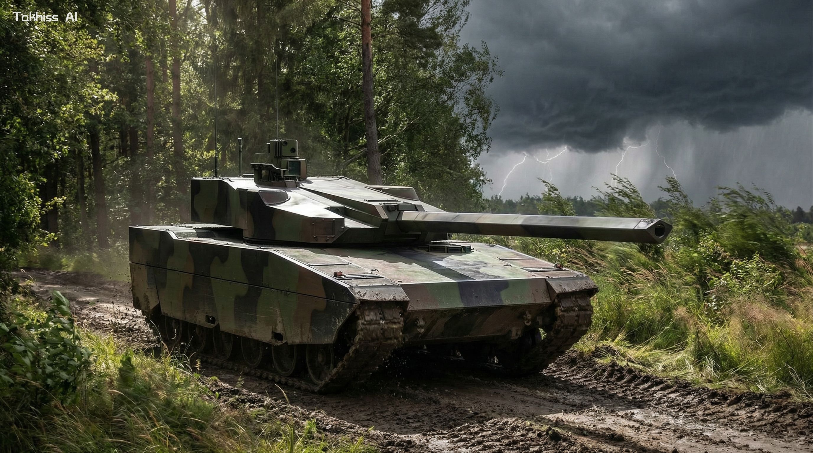 B站UP主依据昨天的论文模型图用AI跑出的效果图好帅！重型第四代坦克就是这个味