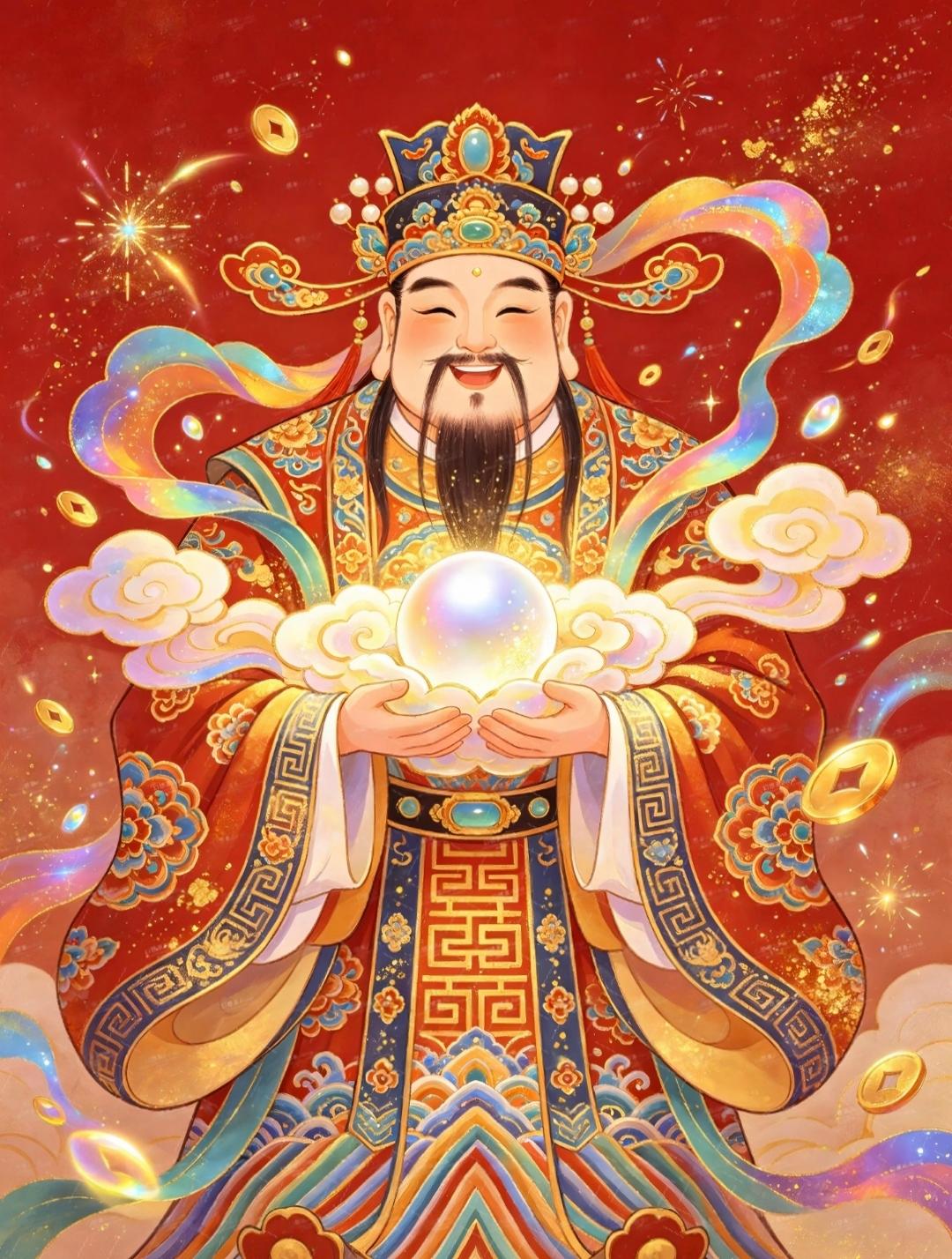​财神驾到，福运满堂。​财神临门迎百福，金玉满堂岁岁安。桂香伴得富贵至，宝匣