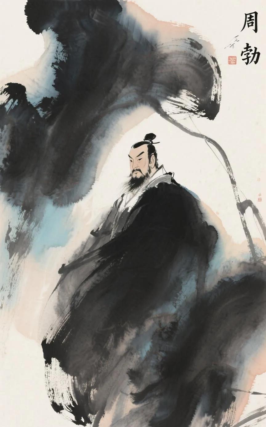 周勃有拥立之功，被封为右丞相，每次退朝，汉文帝总是恭敬地目送周勃离开。有一天，周