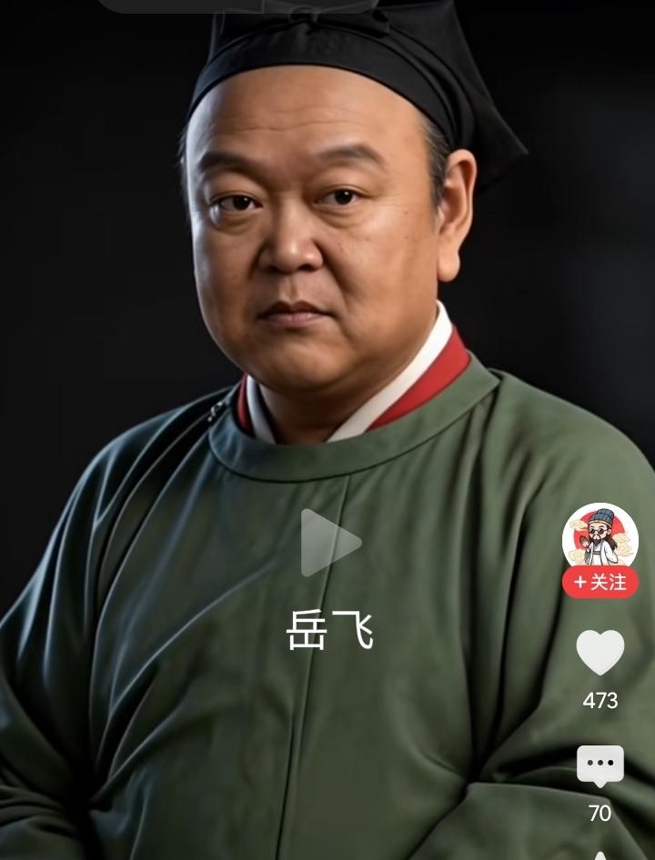 这是根据南宋画家刘松年的《中兴四将图》制作的岳飞、韩世忠、王俊和刘光世的真实相貌