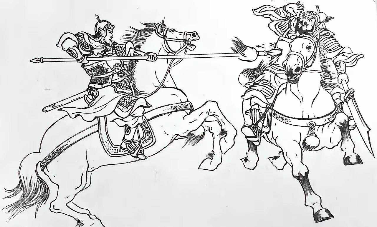 图中那位跃马挥刀的大将，曾是三国时期河北四庭柱中的一员，与曹操麾下大将...