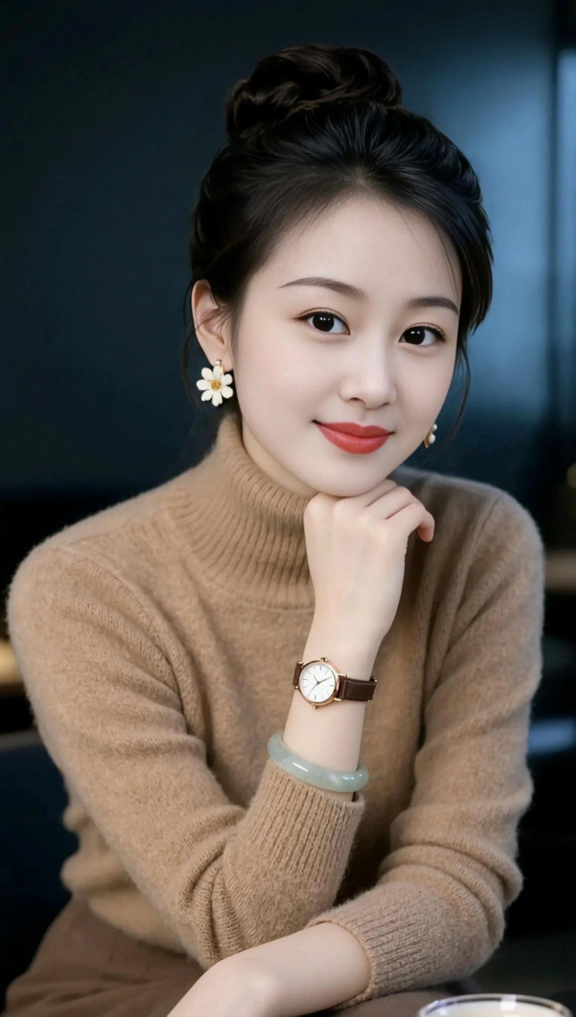 棕调生活照甜美女孩清纯甜美治愈系笑容优雅气质