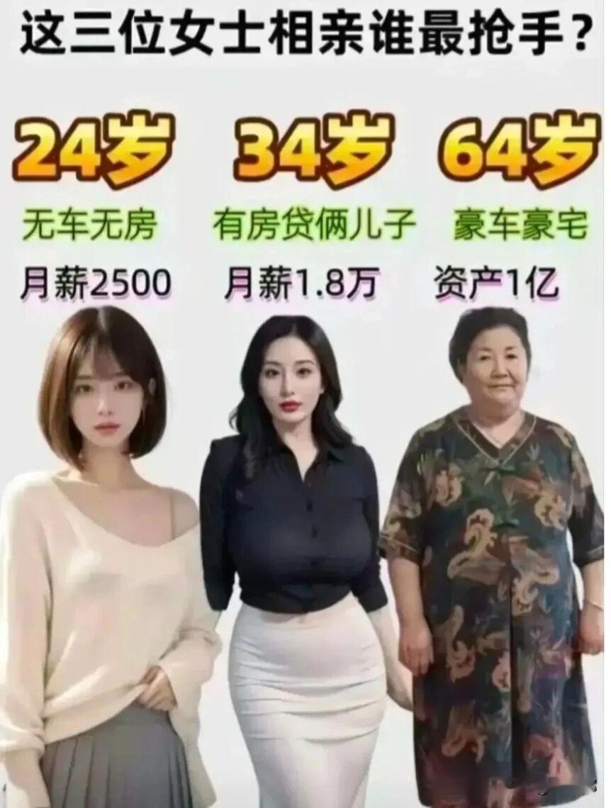 很现实的一个话题：这三位女士相亲谁最抢手？女生相亲条件大龄女子相亲女生的相亲