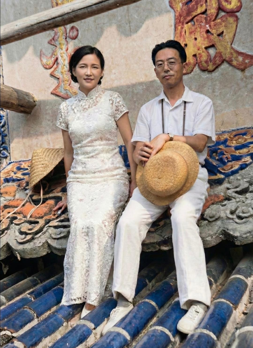 林徽因考察古建筑黑白照片彩色还原真实样子…