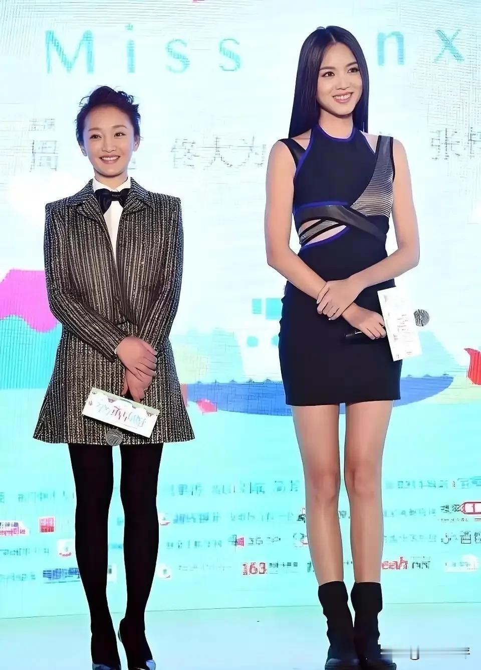张梓琳和周迅都合影。虽然张梓琳被称为“合影杀手”，到同框的周迅，感觉体态也没有输