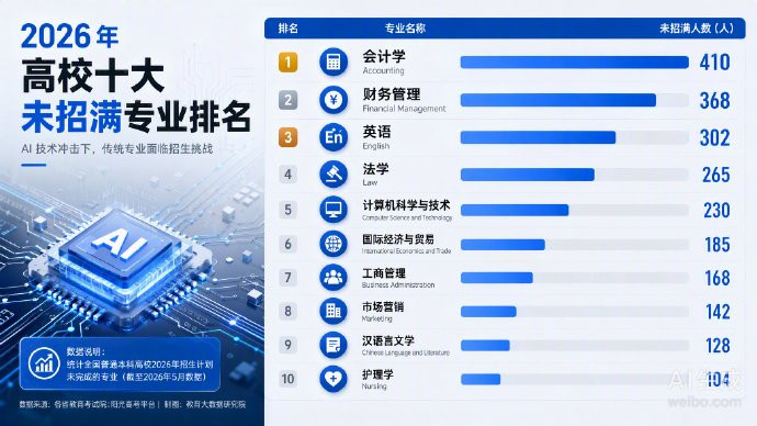 【高考志愿格局生变：会计学成今年本科未录满最多专业】就业导向重塑专业热度！麦可思