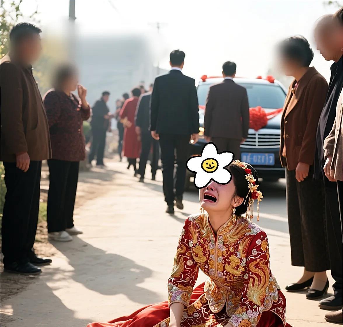 迎亲当天，新娘拒绝上婚车，原以为新郎非她不娶，没曾想下一秒竟让她当场撒泼哭喊，悔
