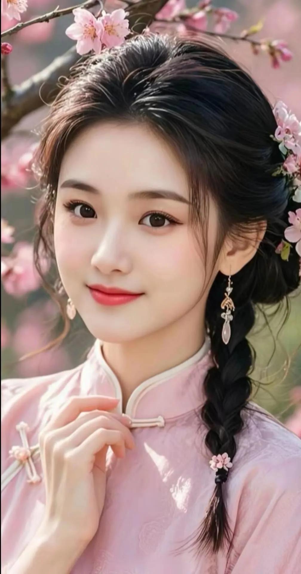 春日粉黛，花间美人，笑靥如花。