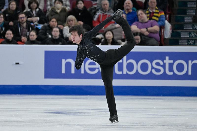 北京时间2月8日米兰冬奥会花样滑冰团体赛，金博洋在男子短节目中得到84.15分，