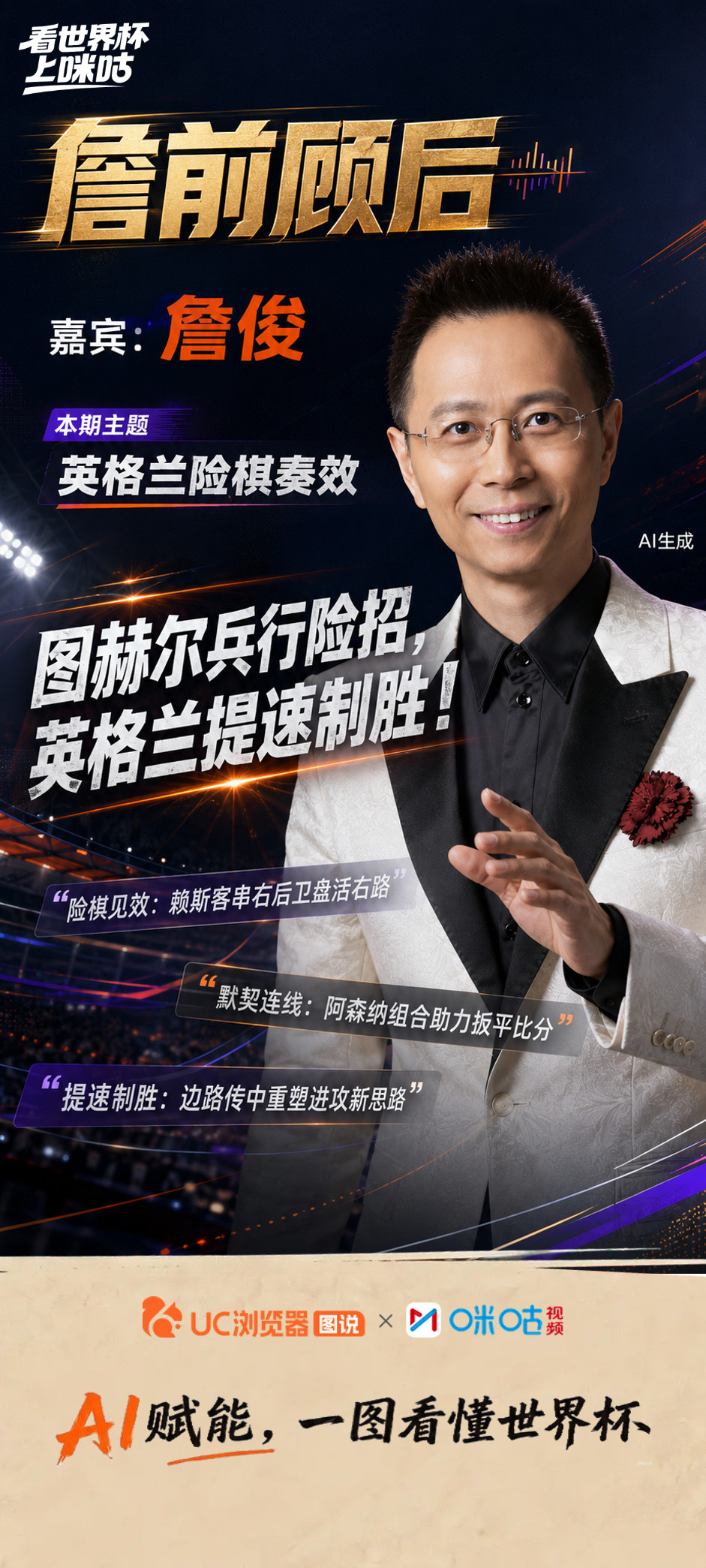《詹前顾后》第15期精彩回顾：🎙️复盘英格兰逆转晋级：图赫尔兵行险招让赖斯客串