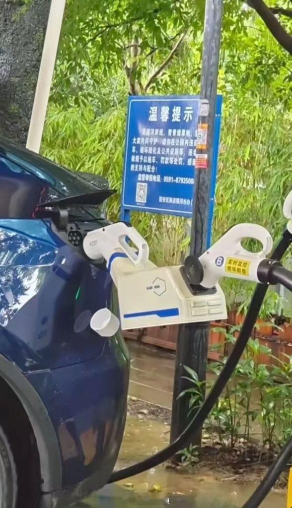 我才知道，正经进口特斯拉需要转换头才能插国标直流快充枪....这下对蓝牌特斯拉尊
