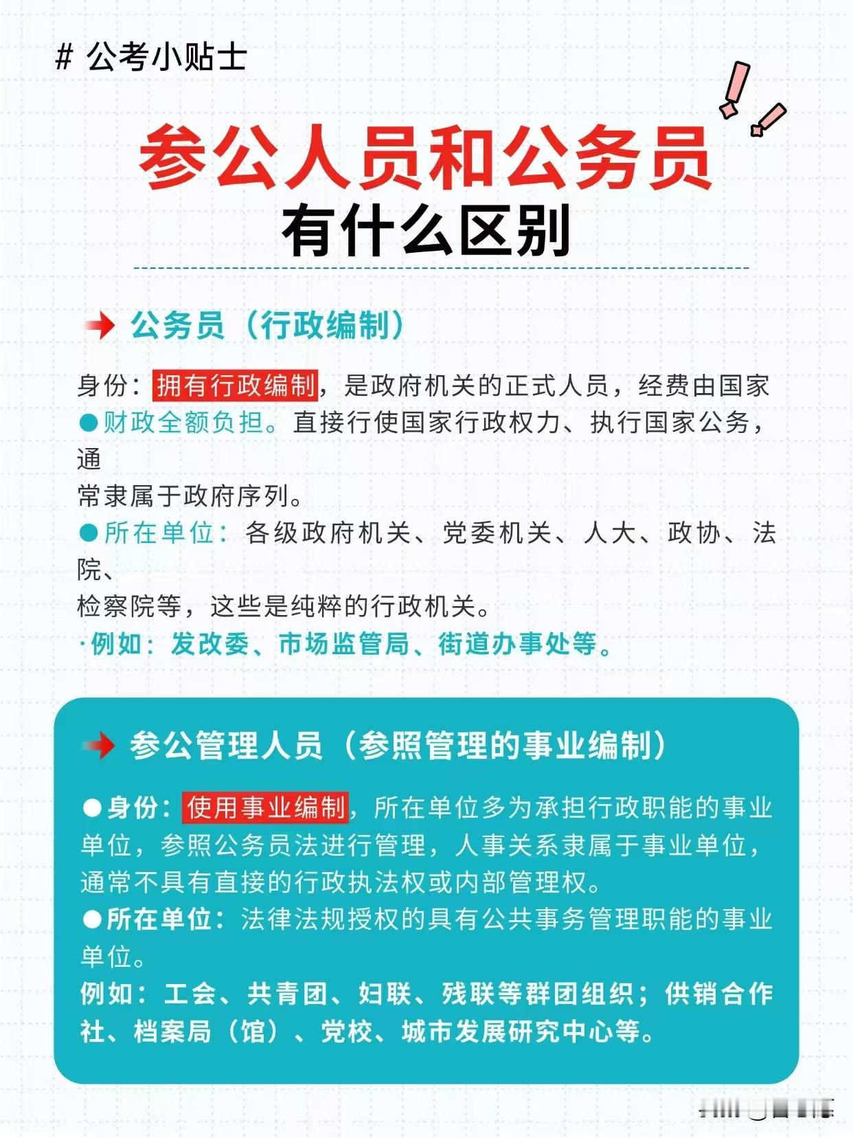 参公人员和公务员有什么区别？大家必须了解。