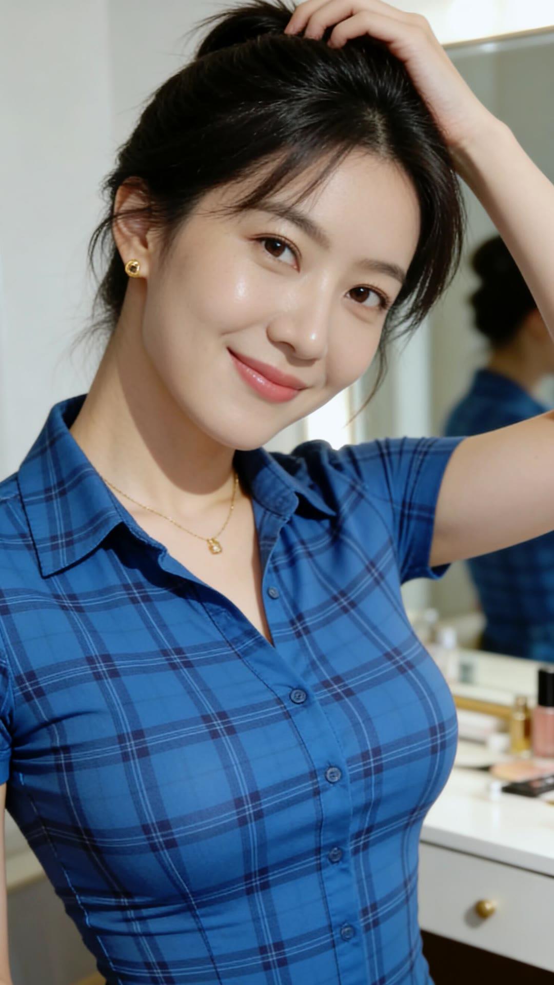 镜中人影，笑语嫣然。