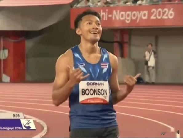 起跑慢半拍，预赛逆风0.2米小放水跑出9.95秒，泰国天才少年步森能威胁到苏炳添的亚运会记录吗？甚至