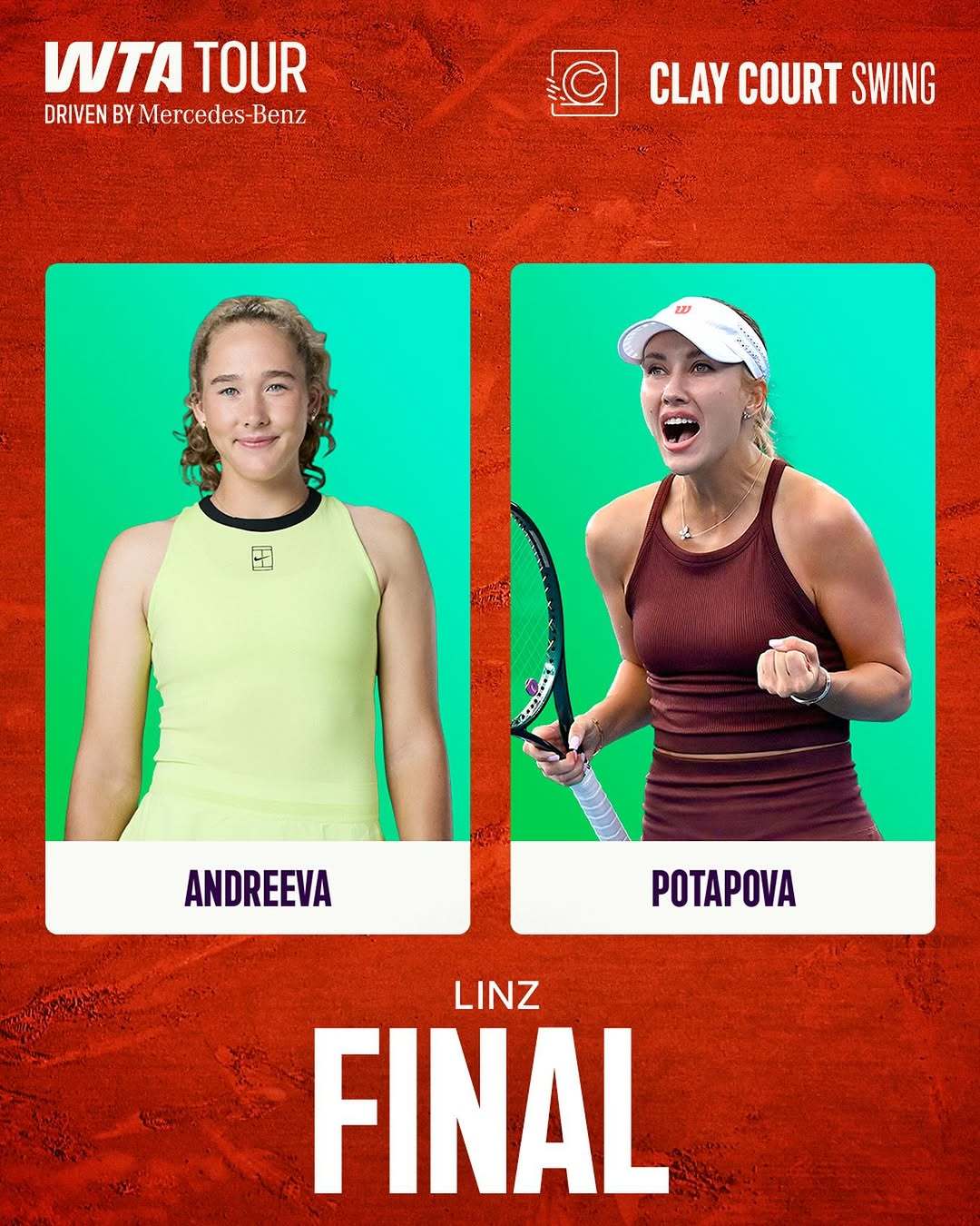 WTA500林茨站决赛对阵出炉米拉·安德列娃🆚波塔波娃⏰比赛时间：北京时间