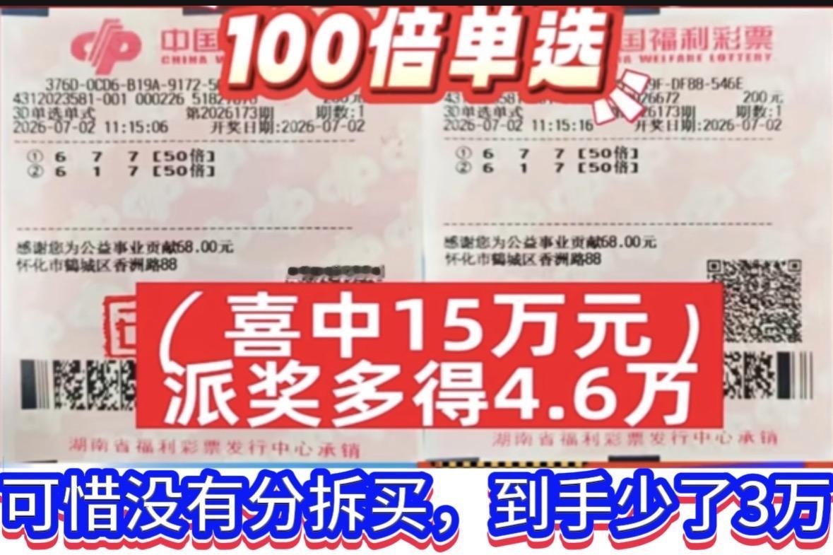 3D中奖15万却白白亏3万！投注策略真的太关键。福彩3D26173期开奖号码