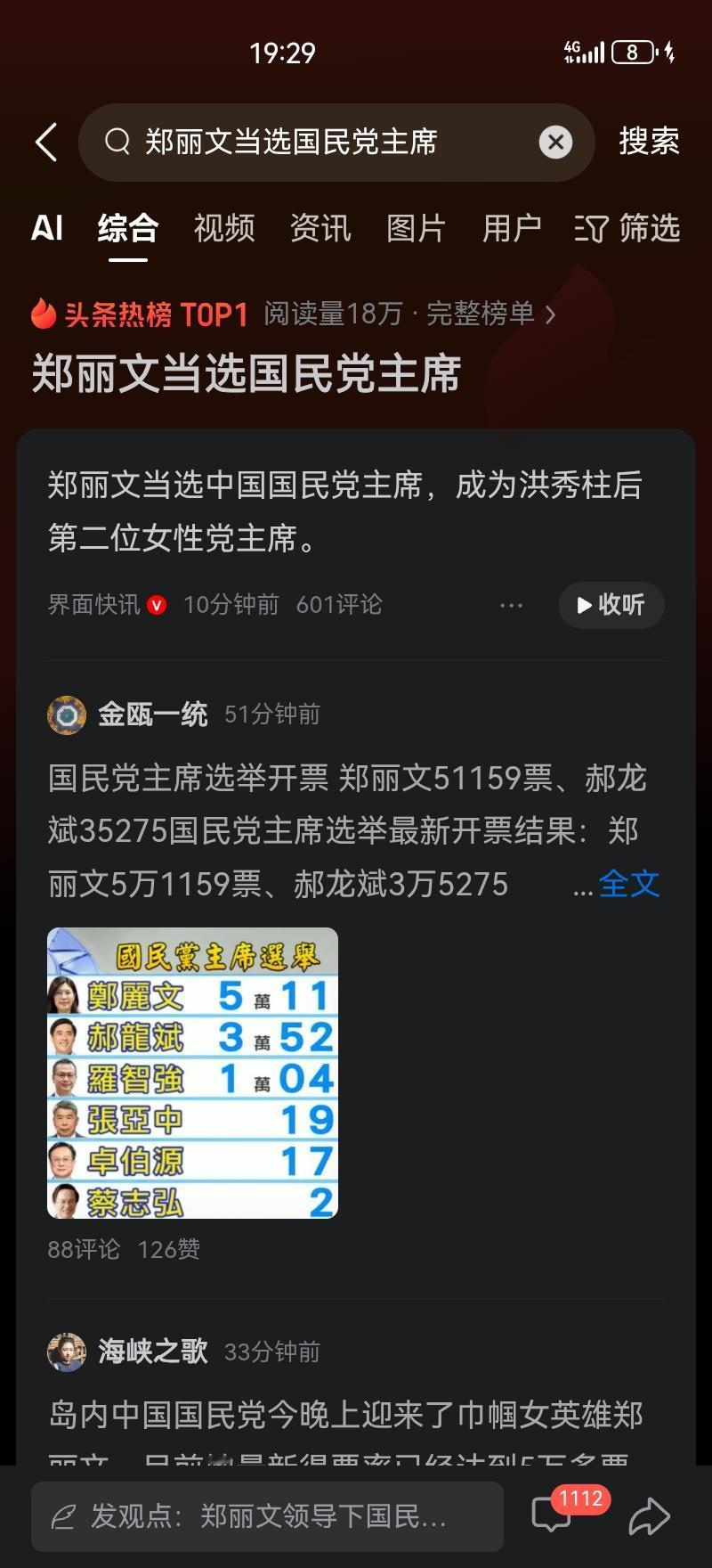 我觉得吧，这次选举的结束不仅仅是票数的结束，更是团结的开始，郑丽文已经明确承认“