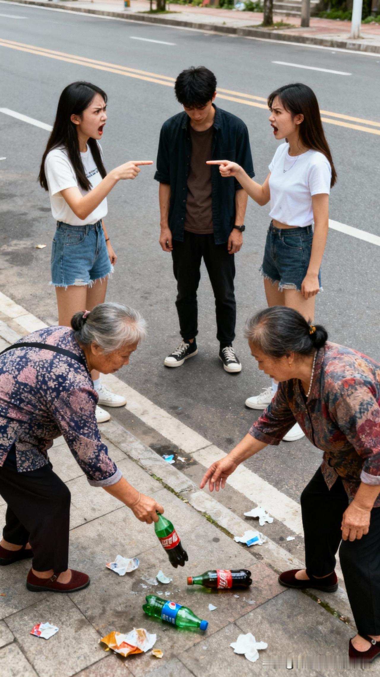 一男子在外有了情人,被妻子当街撞破。妻子怒不可遏,冲上去与对方撕扯在一起,边哭边
