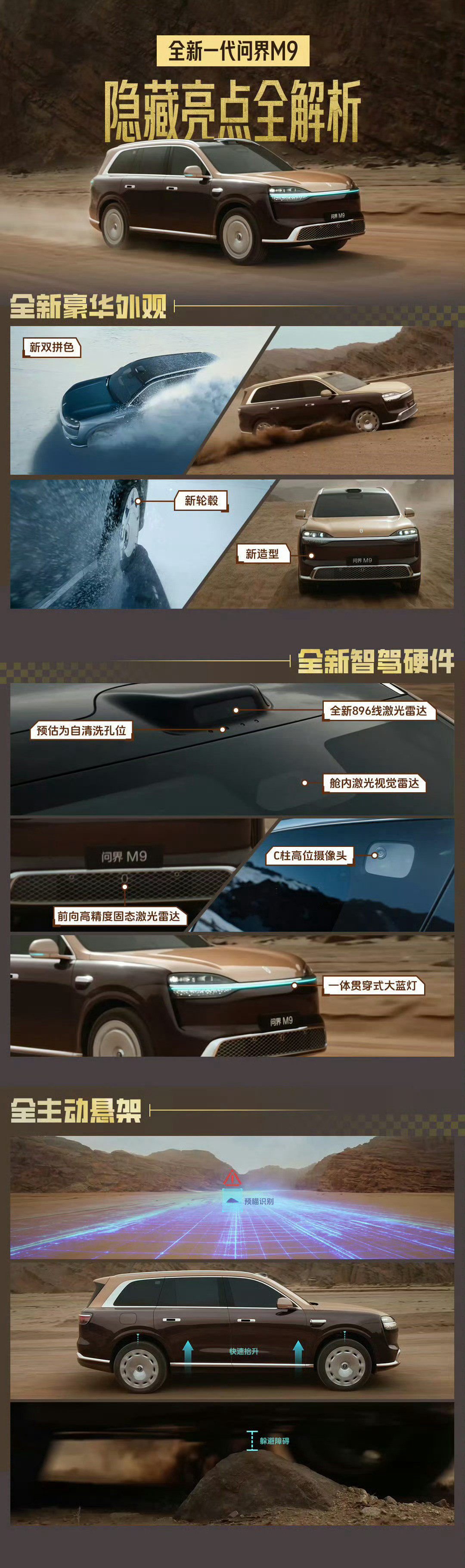 全新问界M9首搭6激光雷达，展示了一波什么叫“自动驾驶级别”的冗余——任