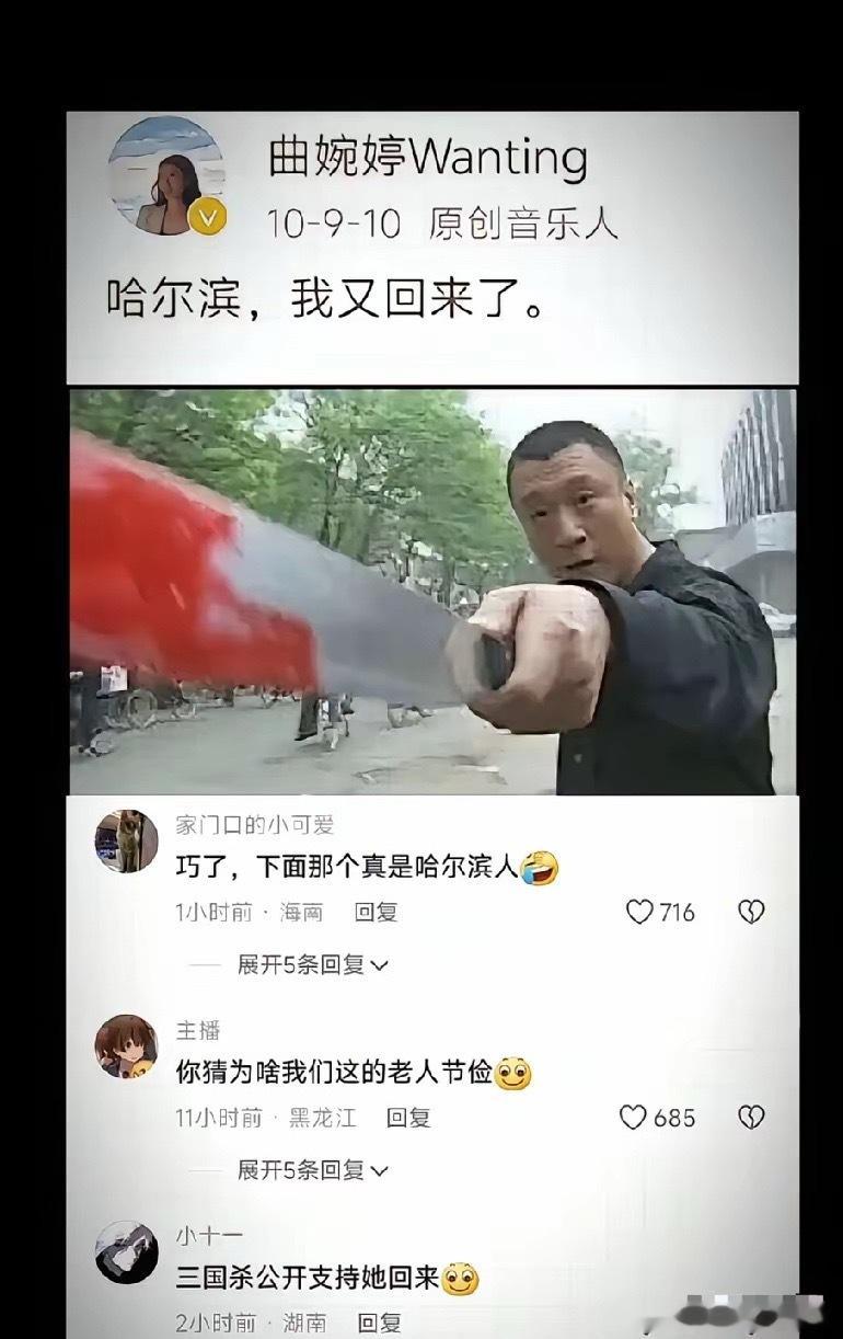 为什么曲婉婷一句:哈尔滨，我回来了。网友的反应这么大？
