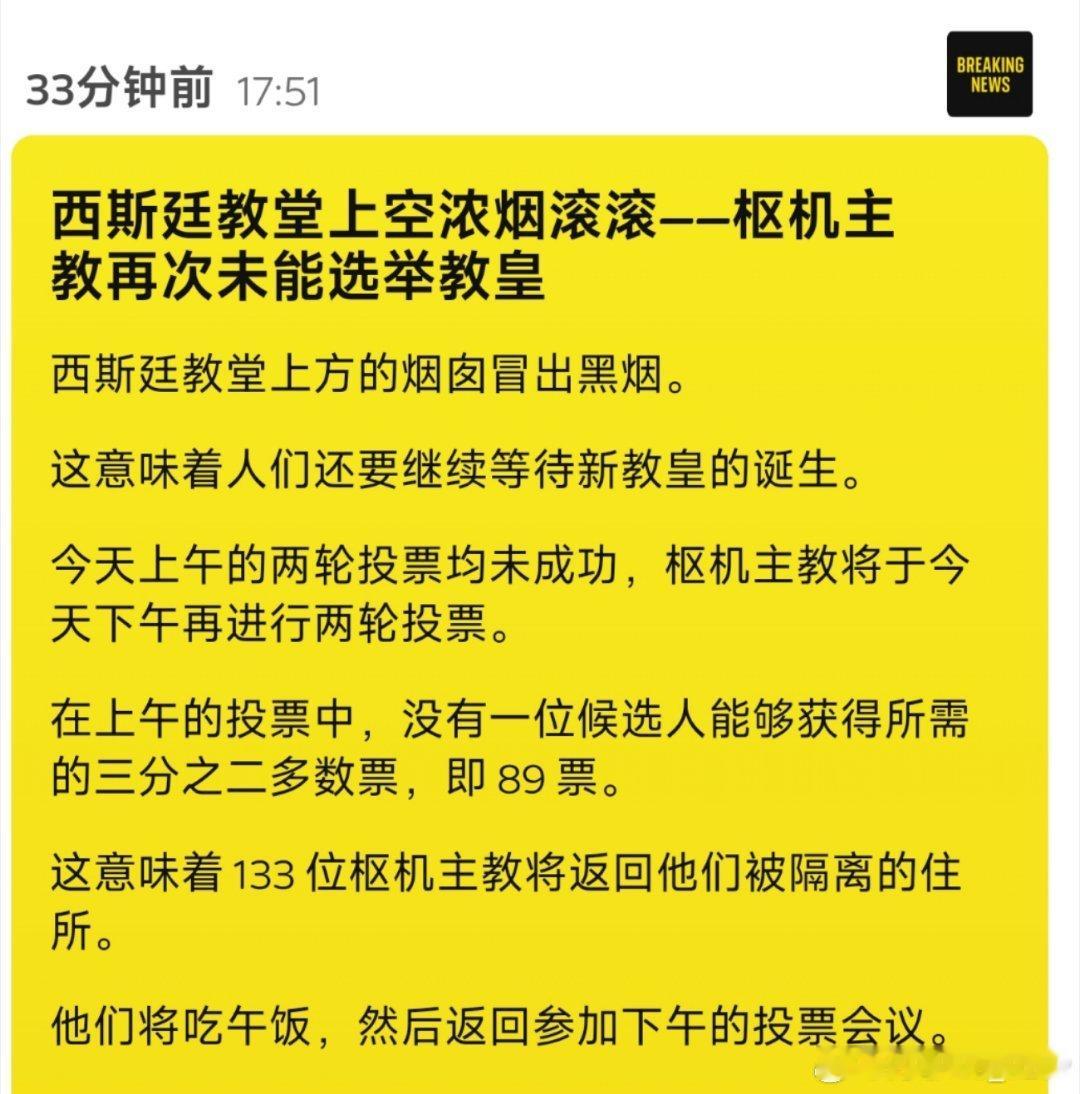🚨梵蒂冈西斯汀圣堂又冒黑烟与此同时，圣彼得广场出现一只狗教皇😂​​​