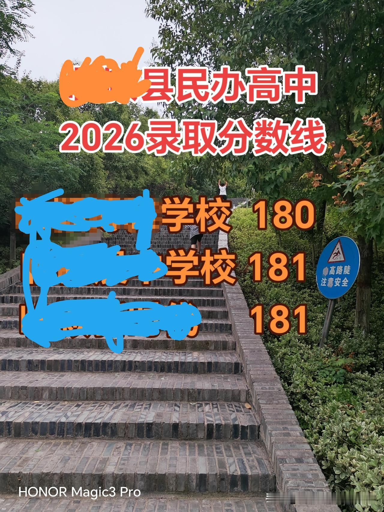 某些民办高中老师会发愁的？河南某县有三所民办高中，录取分数线为