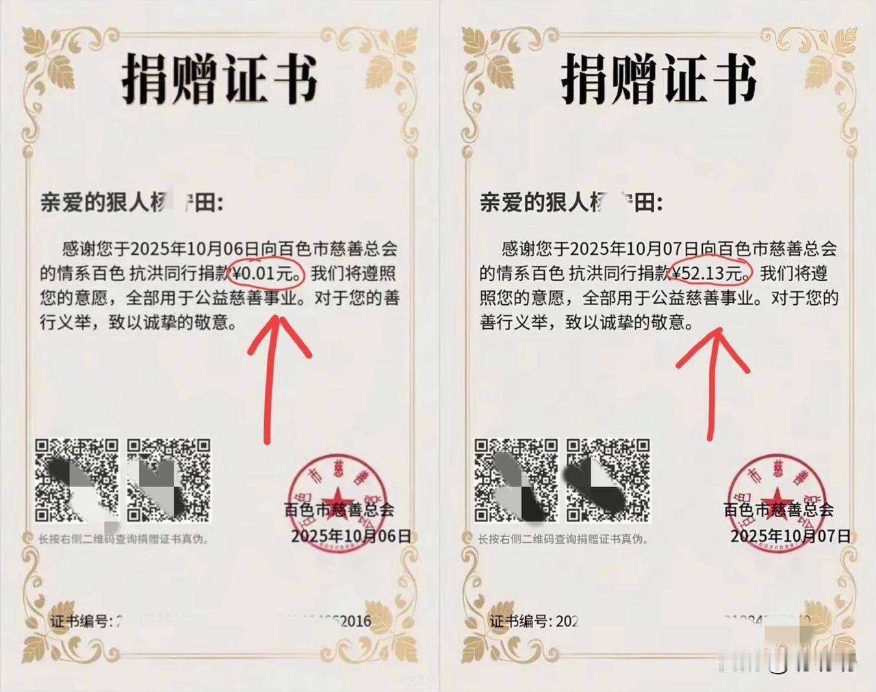 现在全网最闹心的，就是为百色捐款的博主“狠人杨守田”了。不是因为他晒了捐赠证