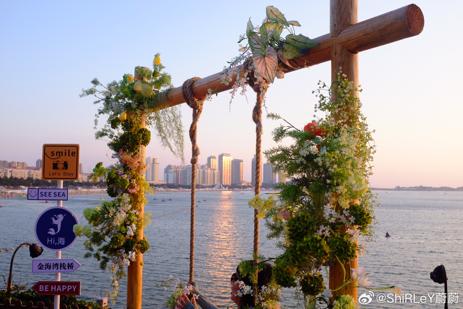 饭后去海边散步，看夕阳，好舒服威海·威海国际浴场
