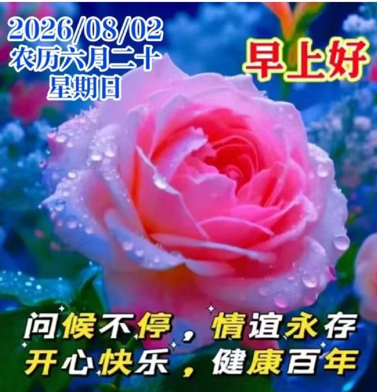 旭日东升又一天，虽然从未见过面；清晨问候祝早安，真诚祝福你健康；人生相逢