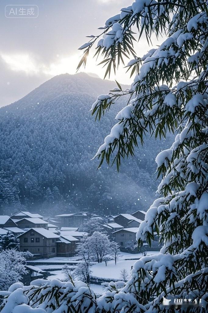 冬日仙境，雪中静谧村庄，宛如童话世界。有什么好看的壁纸分享吗？能分享一张手机里