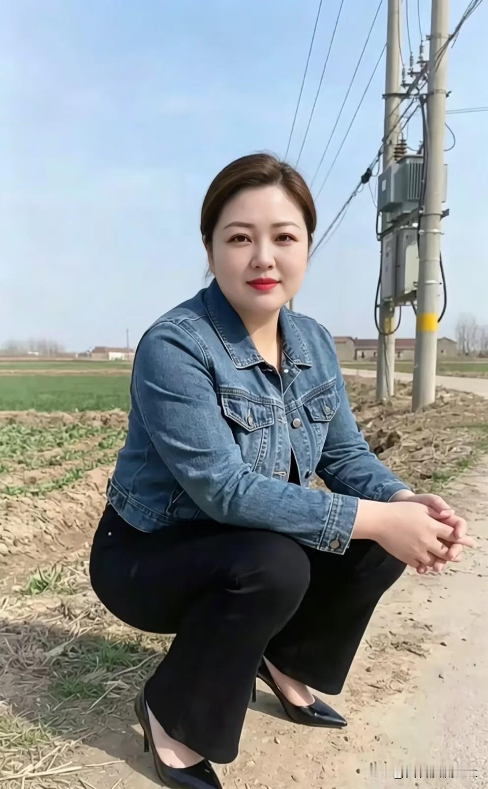 七律·郊隅闲伫旷野晴光入眼赊，蹲身闲伫野人家。牛仔衣衬春风软，黑裤鞋沾土