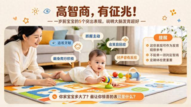 高智商, 有征兆! 一岁前宝宝的5个突出表现, 说明大脑发育超好!