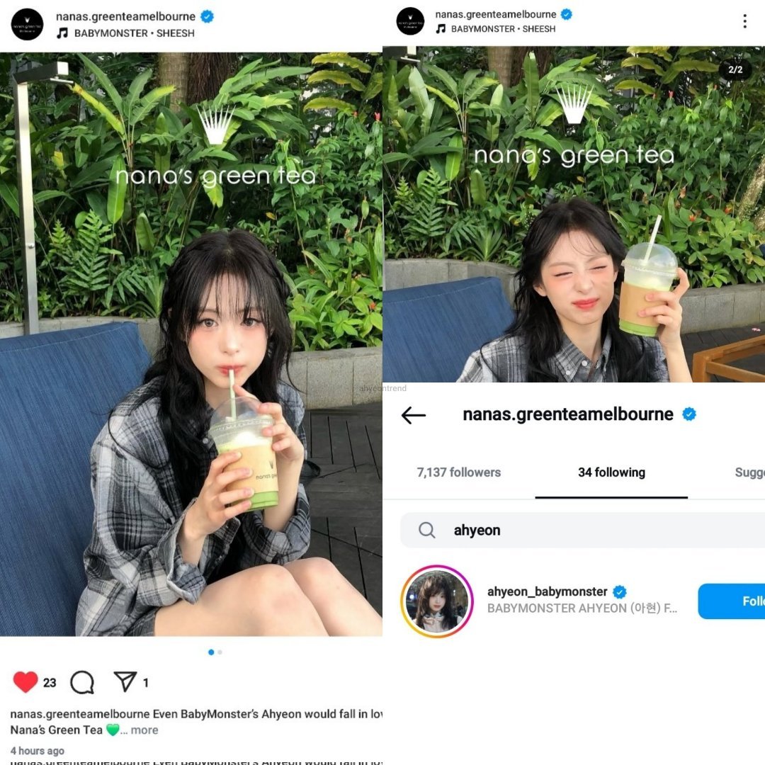 日本抹茶品牌「Nana'sGreenTea」官方Instagram晒出Ahy