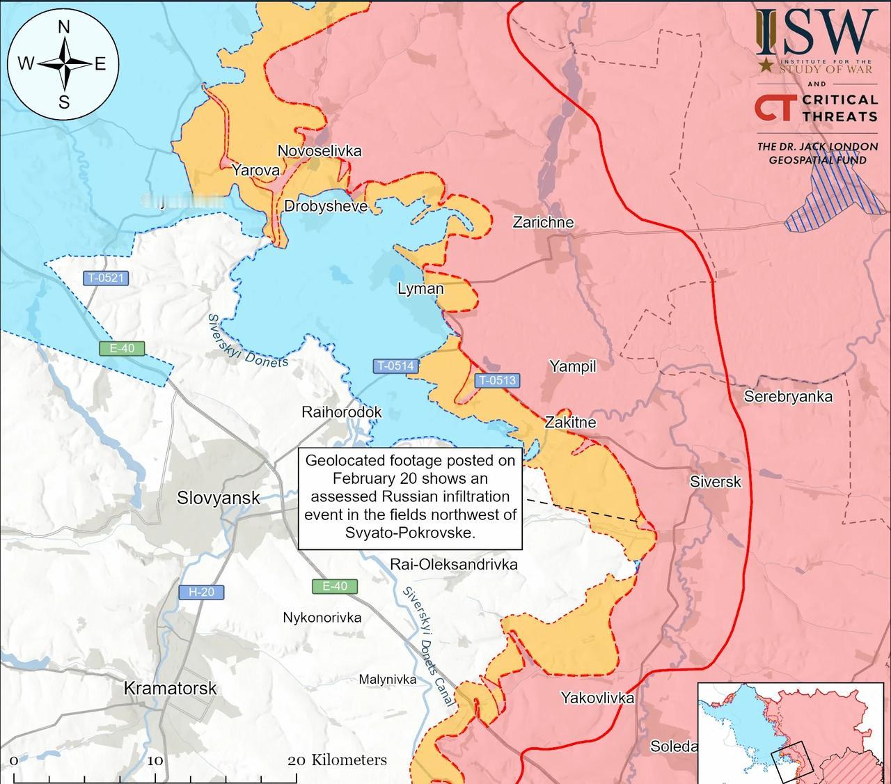 决战双子城之外围争夺：俄源信息称夺取普里维拉2月20日发布的地理定位视频显