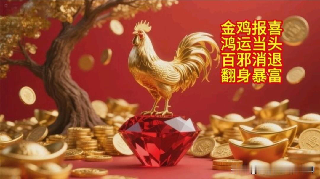 金鸡报喜家宅平安富贵满堂百邪消退鸿运当头大吉大利风生水起翻身暴富