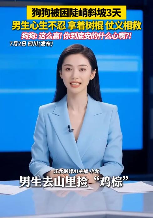 属实让人意外！四川男子进山捡菌，三次途经陡坡都看到被困的大黄狗，见小家伙撑不了多
