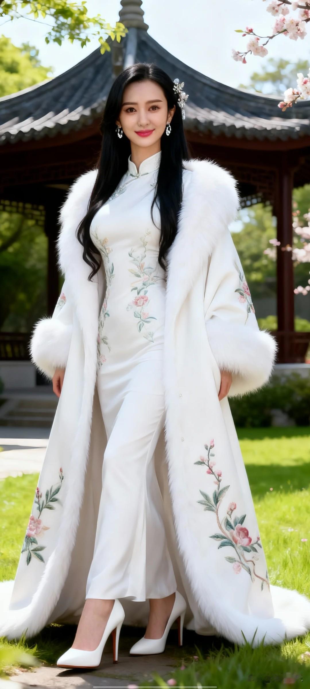 优雅旗袍与现代时尚的完美结合，惊艳的户外拍摄！